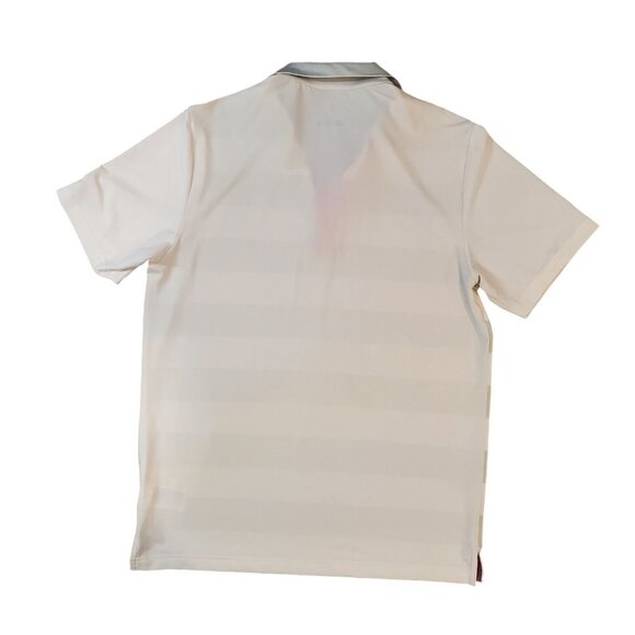 Adidas Golf Polo Shirt Mens Size Medium White Grey Striped Stretch Performance - Picture 5 of 11